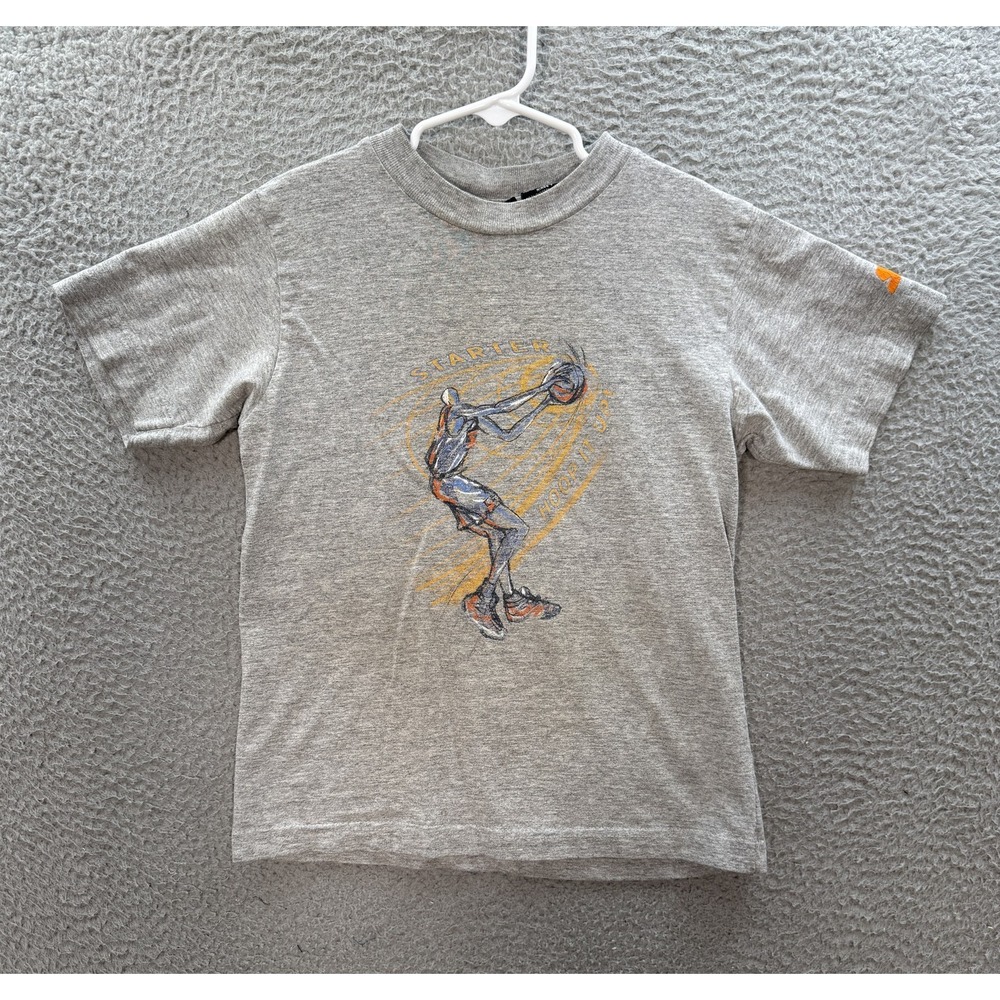 Vintage Starter Shirt Boys Youth Medium Gray Basketball Streetwear 1990s Y2K